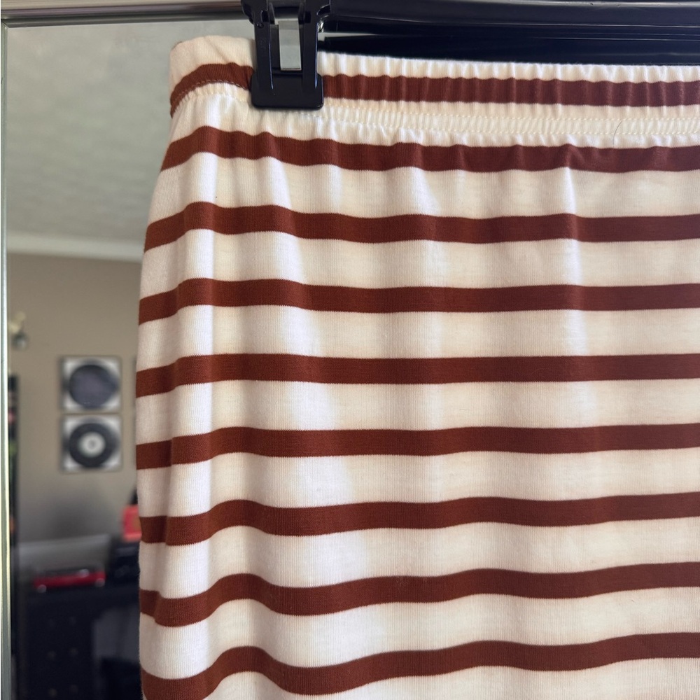 Emery Rose Striped Brown and White Midi Skirt - Picture 3 of 4